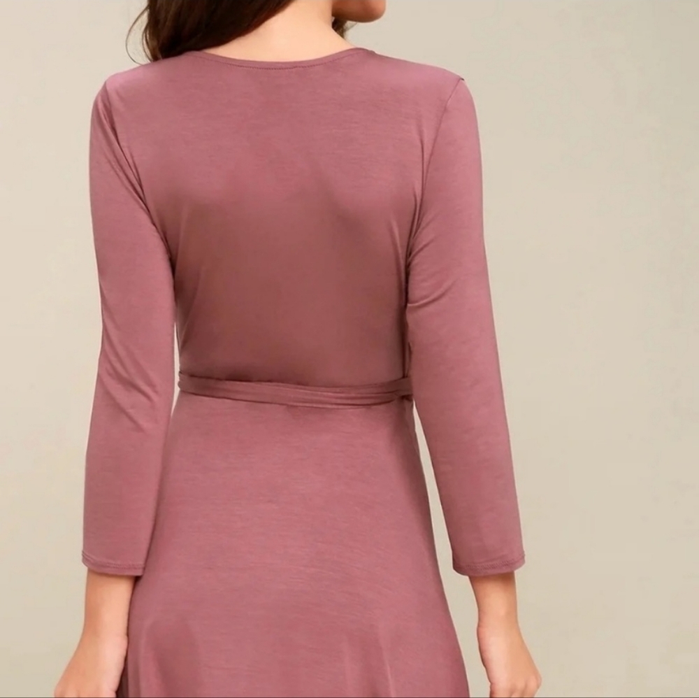 Lulu's Twirl Worthy Mauve Wrap Dress Size S - Picture 3 of 8